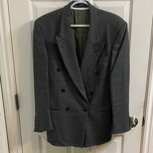 Vintage Daniel Hechter Wool Silk Grey Sport Coat Double Breast Blazer Mens 38S